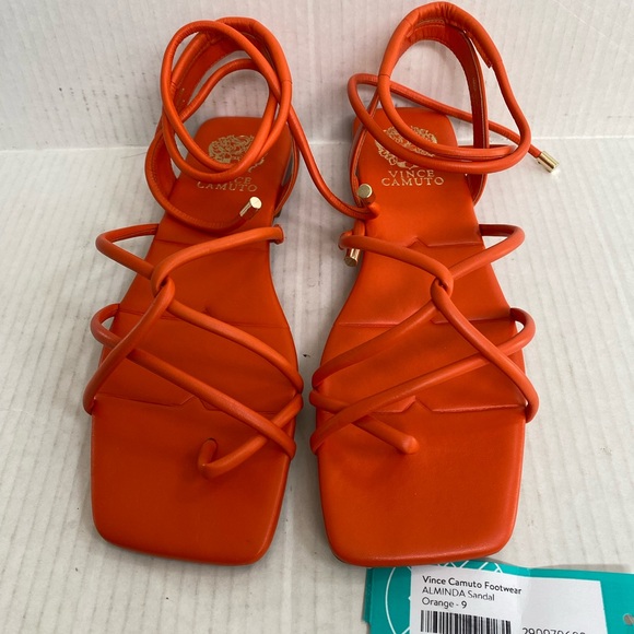 New Vince Camuto Alminda orange Strappy sandals Leather upper size 8 - Picture 1 of 5